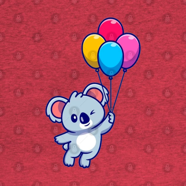 Cute koala floating with balloon by TheDesigNook